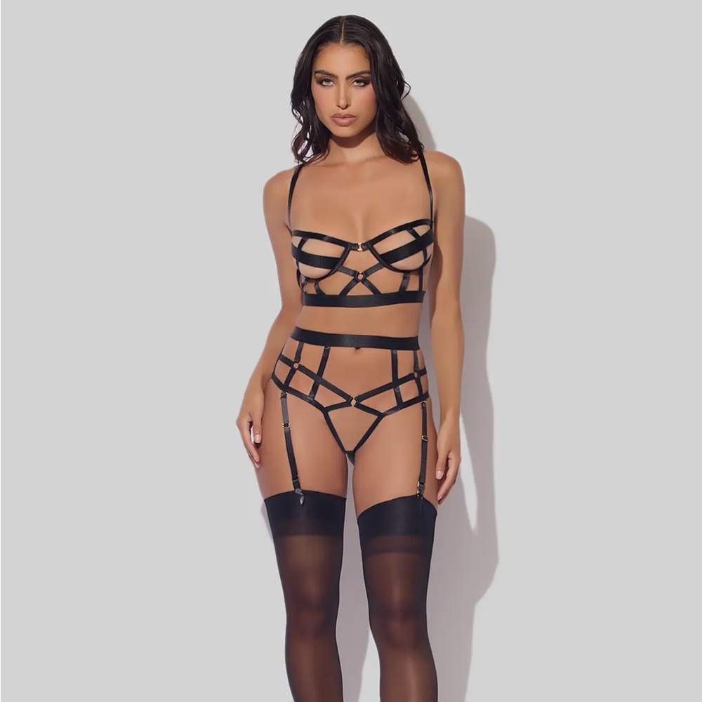 NWT Date Night Cage | Crotchless Strappy Lingerie Set - Picture 5 of 6
